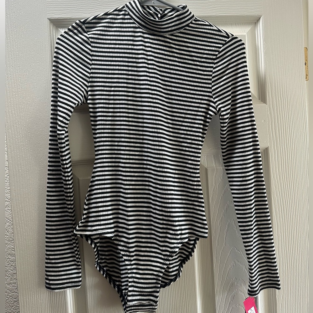 B&W striped bodysuit